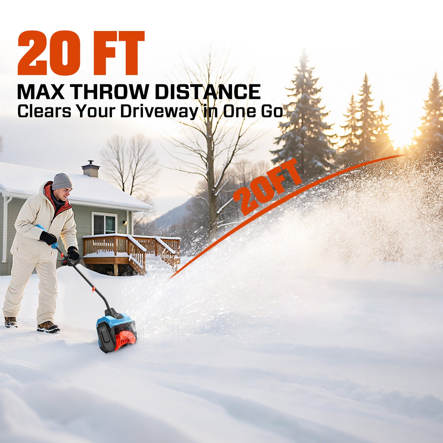 40V 13"Cordless Snow Shovel & Snow Blower,22Ft Throw, 375Lbs/Min, 2-Speed Mode,8000Mah, 6.0Ah Dual Port Charger,Electric Shovel for Driveway,Sidewalk