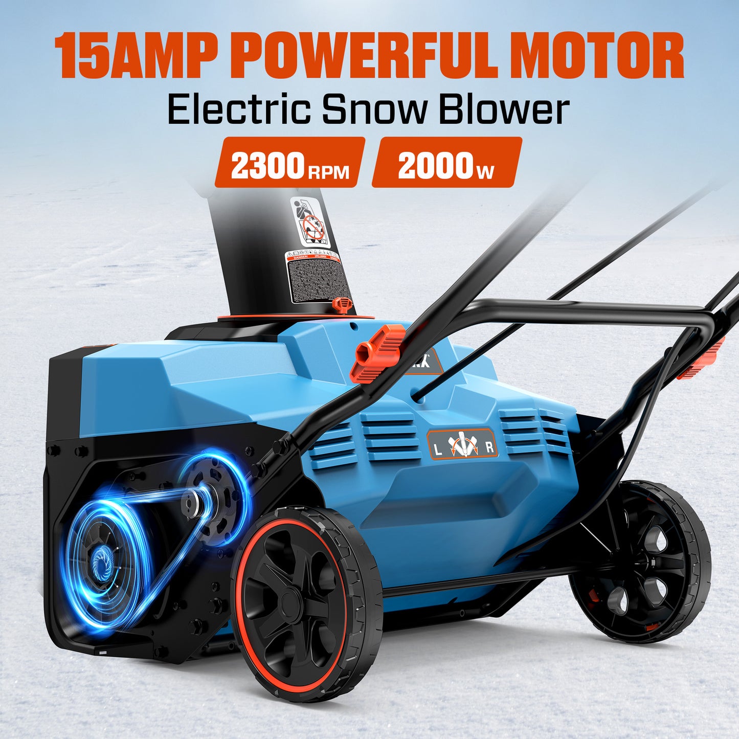 21-Inch 15A Corded Electric Push Snow Blower,12-Inch Clearing Depth, 33FT Throw Distance, LED Lights, Foldable Handle