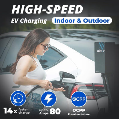 Ultimate Level 2 Fastest 80A / 19.2 Kw Electric Vehicle (EV) Charger, UL Tested and Certified, Metal Case, Indoor/Outdoor Electric Car Fast Charging Station, Hardwired, Cyber, NACS