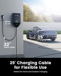 Smart Level 2 EV Charger, Active Load Management, Solar EV Charging Mode, Wi-Fi Enabled, OCPP Compatible & Future-Proof, 40A NEMA 14-50 Plug-In EV Charger for Home with J1772 Connector