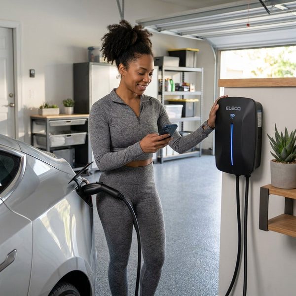 Level 2 EV Charger Designed for Smart Home Charging, Active Load Management, Solar Compatible, Wi-Fi Enabled