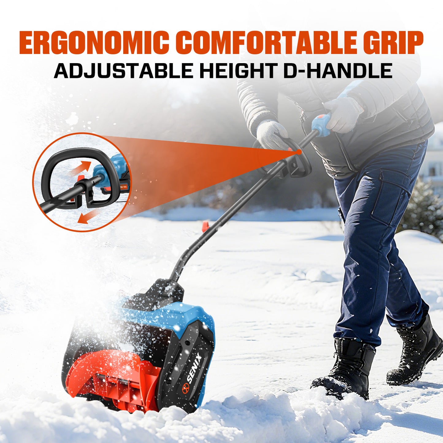 40V 13"Cordless Snow Shovel & Snow Blower,22Ft Throw, 375Lbs/Min, 2-Speed Mode,8000Mah, 6.0Ah Dual Port Charger,Electric Shovel for Driveway,Sidewalk