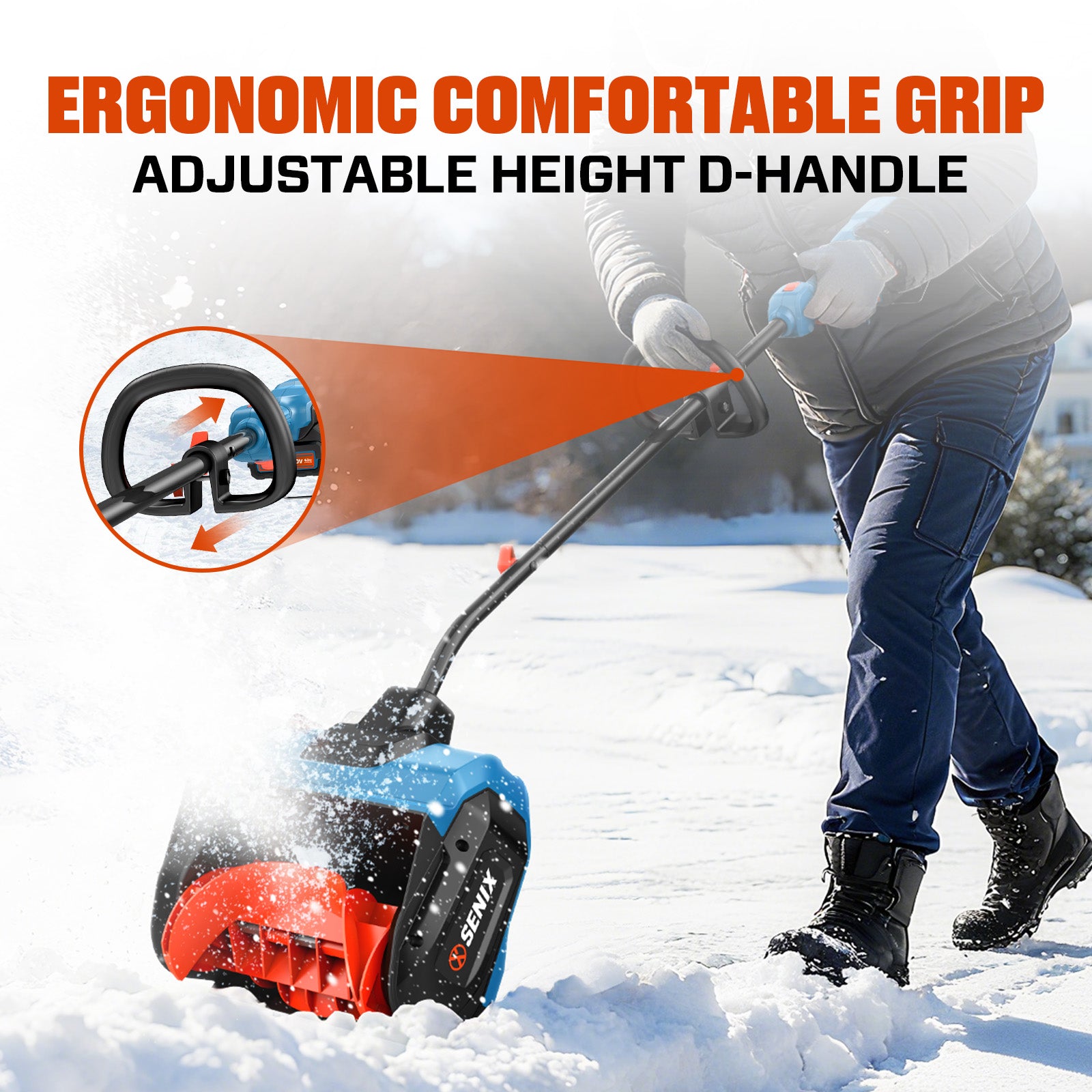 40V 13"Cordless Snow Shovel & Snow Blower,22Ft Throw, 375Lbs/Min, 2-Speed Mode,8000Mah, 6.0Ah Dual Port Charger,Electric Shovel for Driveway,Sidewalk