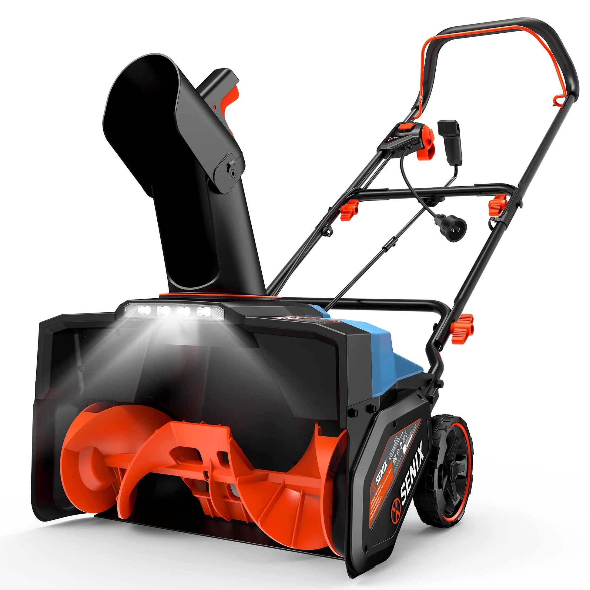 21-Inch 15A Corded Electric Push Snow Blower,12-Inch Clearing Depth, 33FT Throw Distance, LED Lights, Foldable Handle