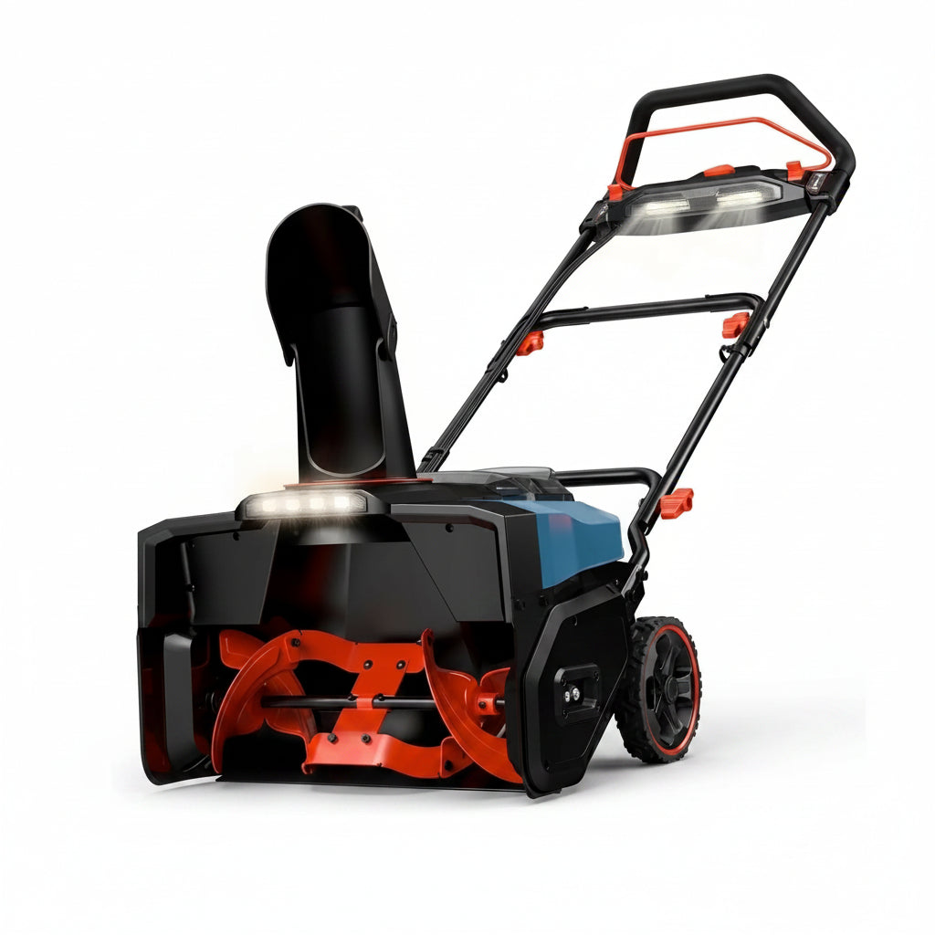 21-Inch 15A Corded Electric Push Snow Blower,12-Inch Clearing Depth, 33FT Throw Distance, LED Lights, Foldable Handle