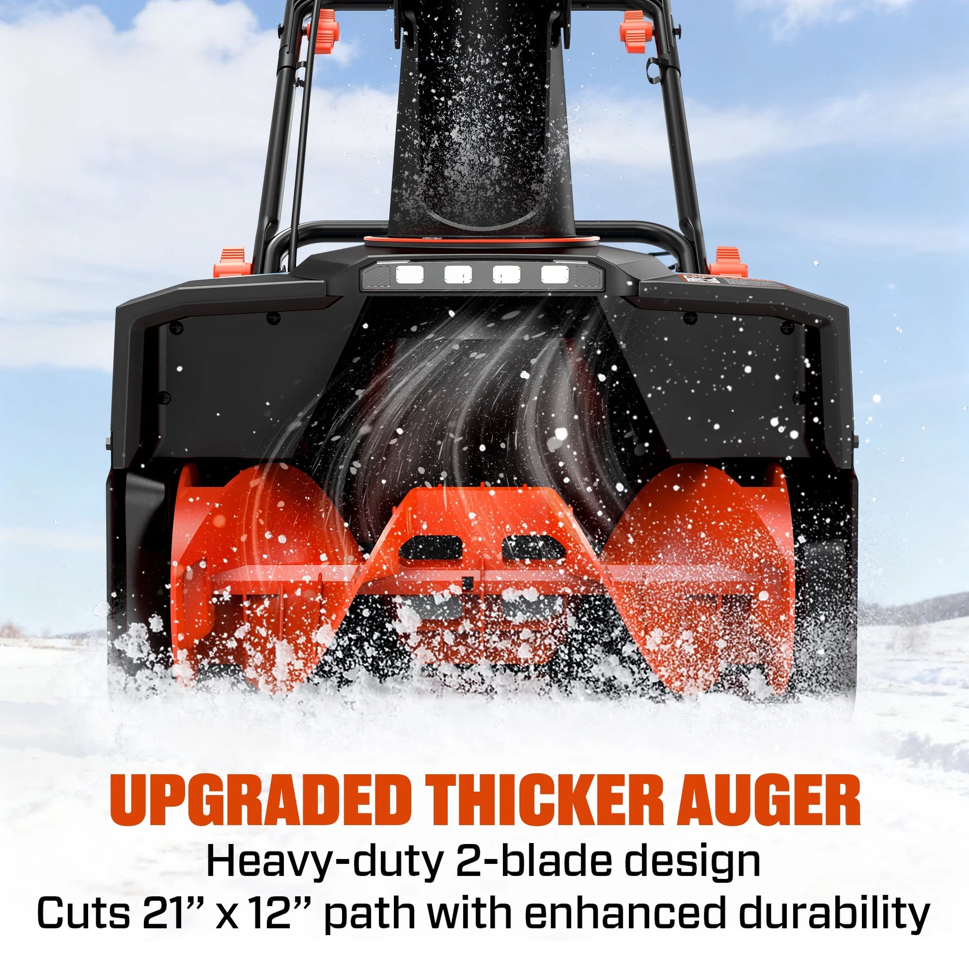 21-Inch 15A Corded Electric Push Snow Blower,12-Inch Clearing Depth, 33FT Throw Distance, LED Lights, Foldable Handle
