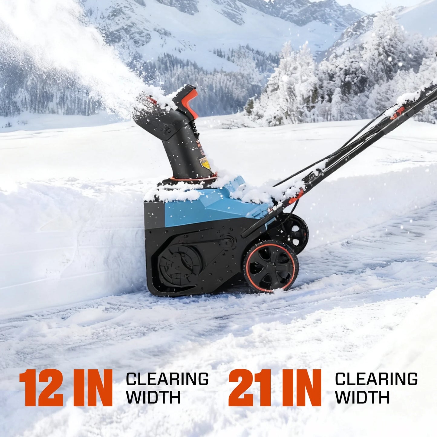 21-Inch 15A Corded Electric Push Snow Blower,12-Inch Clearing Depth, 33FT Throw Distance, LED Lights, Foldable Handle